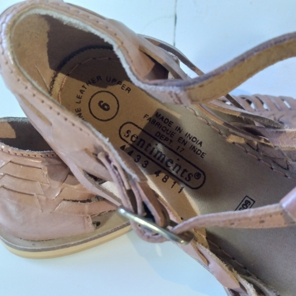 Vintage Brown Leather Huarache Sandals - Picture 4 of 6